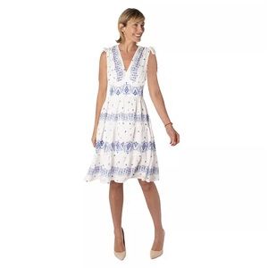 New  Gabby Skye Floral Print Tie-Shoulder Empire Waist Dress